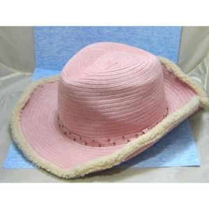 Girls Pink Faux Suede Shearling Cowgirl Cowboy Hat One Size Scala Studios w/Wire